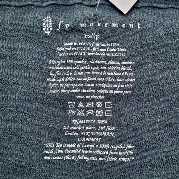 RARE Free People FP Movement Gone Adrift Long Sleeve Top Thundercloud Teal Sz XS - Picture 7 of 7